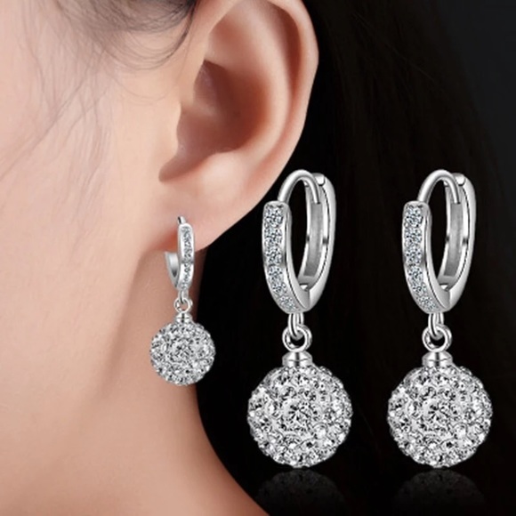 Jewelry - New S925 ball round crystal zircon Earrings